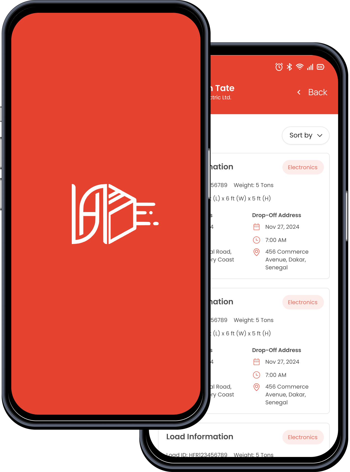 Haffiri Freight app screens